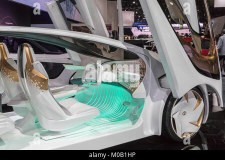 Detroit, Michigan - Toyota's Concept-i self-driving car on display at the North American International Auto Show. Stock Photo