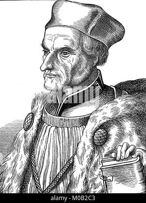 Johann Geiler von Kaysersberg, 16 March 1445 - 10 March 1510, was a Swiss-born priest, considered one of the greatest of the popular German preachers of the 15th century, of the late Middle Ages, digital improved reproduction of an original print from 1880 Stock Photo