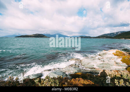 View on the Beagle Channel in National Park Tierra del Fuego in Ushuaia, Argentina Stock Photo