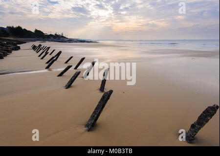 Tetrapod structure on the beach in Kinmen Stock Photo