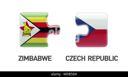 Zimbabwe Czech Republic High Resolution Puzzle Concept Stock Photo