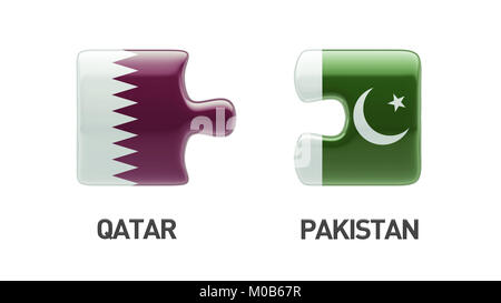 Qatar Pakistan High Resolution Puzzle Concept Stock Photo