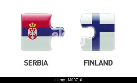 Serbia Finland High Resolution Puzzle Concept Stock Photo