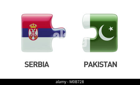 Serbia Pakistan High Resolution Puzzle Concept Stock Photo