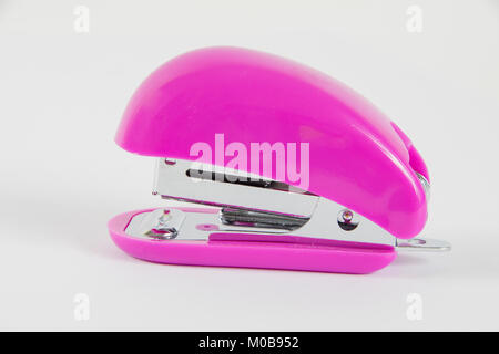 Small Pink Stapler  on a white background Stock Photo