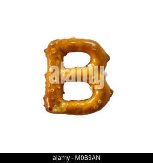 Pretzel Letter B Isolated On White Background Stock Photo