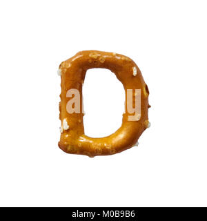 Pretzel Letter E Isolated On White Background Stock Photo
