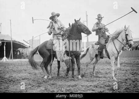 Wild West Polo Played by Cowboys on Horses at Coney Island Stock Photo