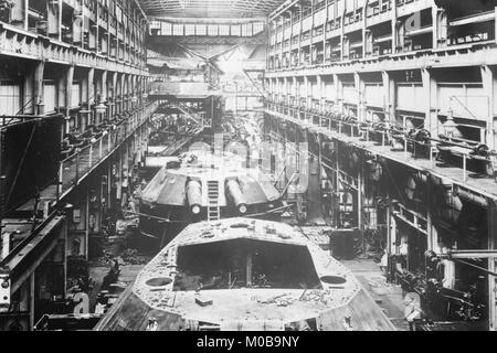 Battleship Turrets produced at Armstrong Works in England Stock Photo