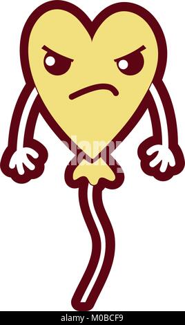 color line angry heart balloon kawaii with arms Stock Vector Image ...