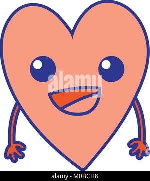 full color happy heart kawaii with facial expression Stock Vector Image ...