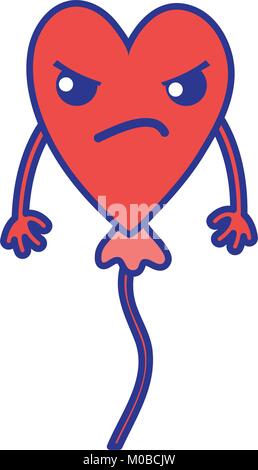 color angry heart balloon kawaii with arms Stock Vector Image & Art - Alamy