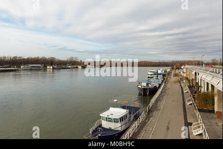 landscape on river Sava and Danube in Belgrade Stock Photo