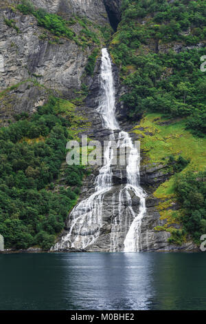 waterfall Friaren Geiranger fjord, Norway Stock Photo