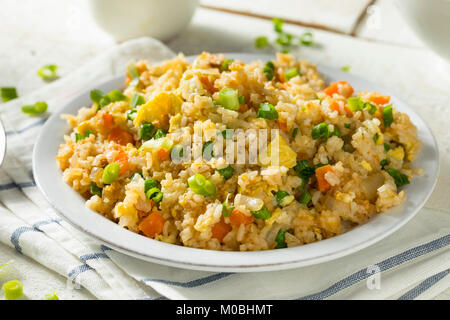 Homemade Vegetarian Fried Rice with Egg Peas and Carrots