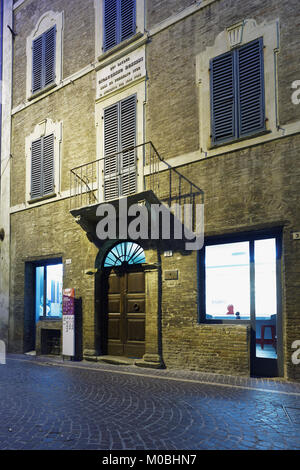 Pesaro, Italy - June 14, 2017: Casa Rossini, the house where the composer was born. Rossini had been the most popular opera composer in history, and h Stock Photo