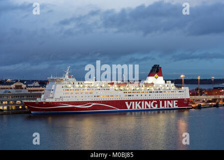 Helsinki, Finland - November 26, 2016: Cruiseferry Mariella of Viking line company ready to departs to Stockholm. Built in 1985, the ship has passenge