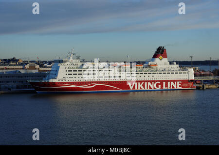 Helsinki, Finland - November 28, 2016: Cruiseferry Mariella of Viking line company ready to departs to Stockholm. Built in 1985, the ship has passenge