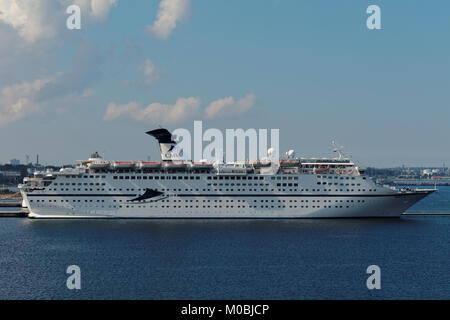 Tallinn, Estonia - August 20, 2016: Cruise liner Magellan of Cuises&Maritime Voyages company in the port. The Bahamian flagged ship provides luxury ac Stock Photo