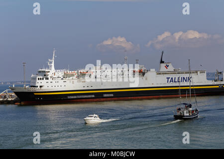 Tallinn, Estonia - August 20, 2016: Ship Sea Wind of Tallink company in the port of Tallinn. Built in 1972, renovated in 1984/1989, the ship has capac Stock Photo
