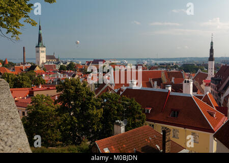 Tallinn, Estonia - August 20, 2016: Cityscape of the Old Town. The Old Town is one of the best preserved medieval cities in Europe and is listed as a  Stock Photo