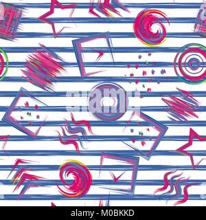 Abstract striped seamless pattern . Creative vector background with geometric figures. Modern, grunge , Colorful wallpaper for textile and fabric. Fashion style. Stock Vector