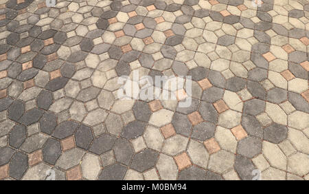 patterned paving tiles, cement brick floor background Stock Photo