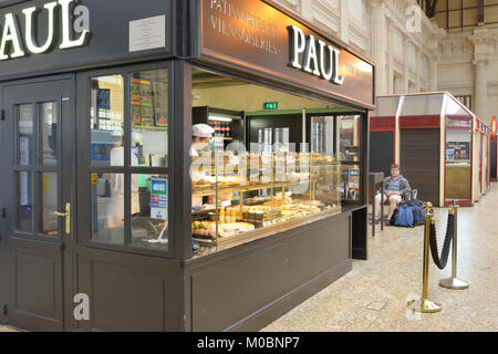 Bordeaux, France - June 27, 2013: Patisserie PAUL offers foods on the train station. Founded in 1889, now La Maison PAUL still is the family owned com Stock Photo
