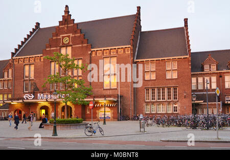 Maastricht, Netherlands - September 7, 2013: Bicycle parking  in front of the train station. The Maastricht University calls the bicycle an element of Stock Photo