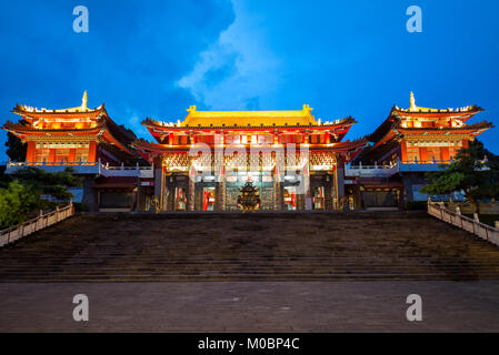 night scene of Wen Wu Temple in Nantou Stock Photo