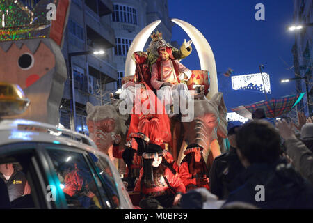 Granada, Spain - January 5, 2013: Celebration of Three Kings' Day in Granada, Spain on January 5, 2013. Sweets are widely given in this evening Stock Photo