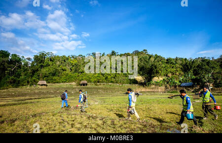 Un exploded Ordinance team works to clear UXO in Sekong Province Laos ...