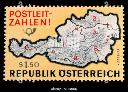Austrian postage stamp (1966) : Introduction of postcodes (Postleitzahlen) in Austria Stock Photo