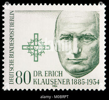 German postage stamp (1984) : Erich Klausener (1885 – 30 June 1934) German Catholic politician, killed in the 'Night of the Long Knives' Stock Photo