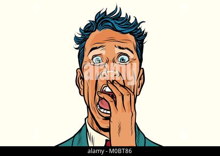 A frightened man, fear and terror. face close-up. Comic cartoon pop art  retro vector illustration, Stock Vector, Vector And Low Budget Royalty  Free Image. Pic. ESY-057629574