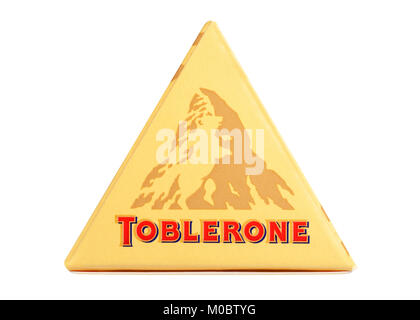 Toblerone Swiss Chocolate Bar, Close Up Stock Photo