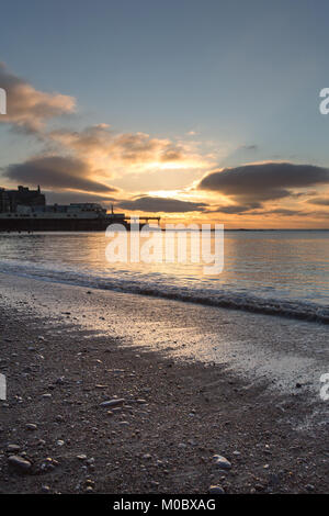 Royal Pier, Aberystwyth, Wales, UK. Decorative imitation trees outlined ...