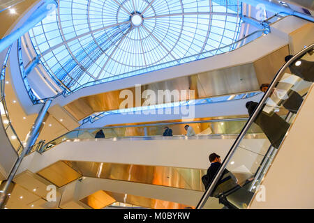 London, UK - November 25, 2017 - Glass dome in Canary Wharf shopping centre Stock Photo