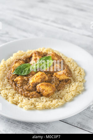 Pasta with korma sauce Stock Photo