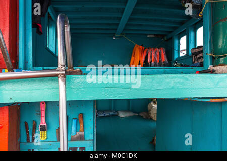 easy kitchen design with kitchenware on the boat Stock Photo