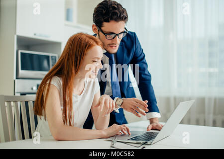 business team working on computer in office Stock Photo