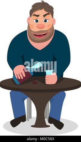 Vector illustration cartoon man drinking alcohol Stock Vector