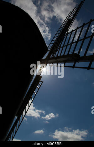 view of clouds through a wind mill Stock Photo