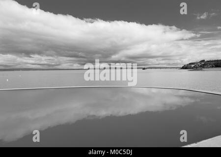 Looking out to Clevedon Marine Lake from Bristol. Stock Photo