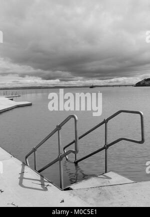 Steps leading into Clevedon Marine Lake Stock Photo