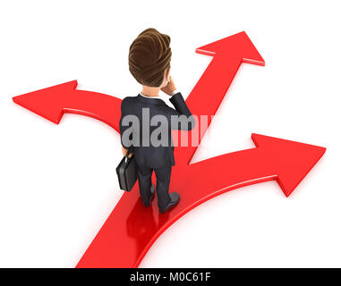 3d businessman three choices, illustration with isolated white background Stock Photo