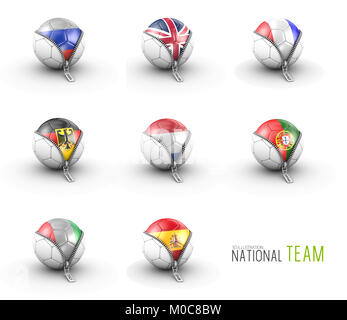 Soccer balls on white background - 3D illustration Stock Photo - Alamy