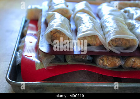 Layers of gluten free spring rolls made at home Stock Photo