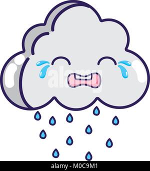 crying natural cloud weather kawaii Stock Vector