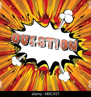 Question - Comic book style word on abstract background. Stock Vector